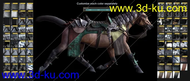 Guardian Horse Armor for DAZ Horse 2 Textures模型的图片8