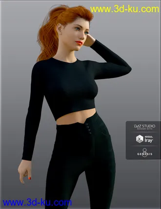 3D打印模型H&C High Waist Pants Outfit for Genesis 8 Female(s)的图片