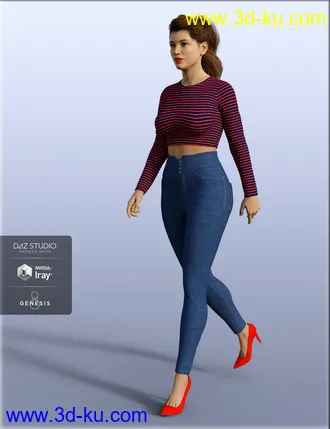3D打印模型H&C High Waist Pants Outfit for Genesis 8 Female(s)的图片