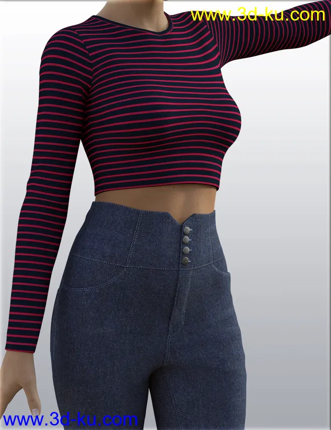 H&C High Waist Pants Outfit for Genesis 8 Female(s)模型的图片5
