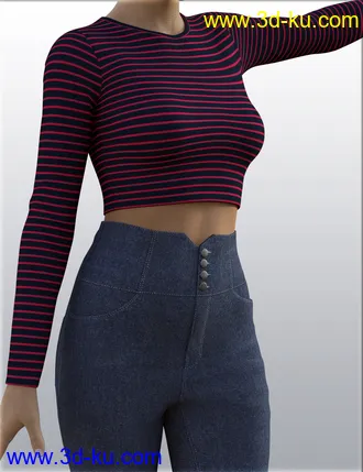 3D打印模型H&C High Waist Pants Outfit for Genesis 8 Female(s)的图片