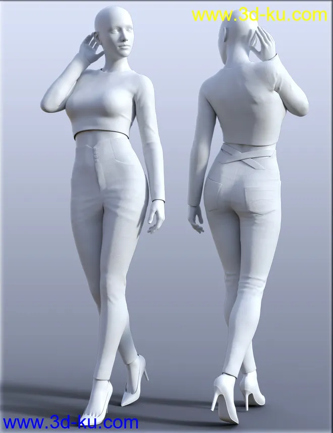 H&C High Waist Pants Outfit for Genesis 8 Female(s)模型的图片7