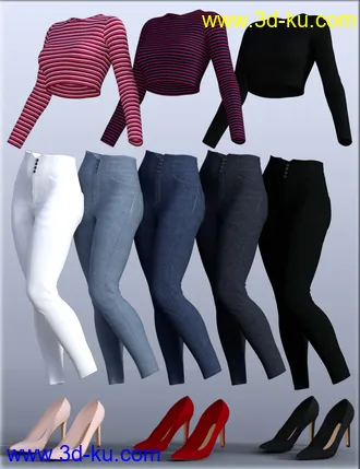 3D打印模型H&C High Waist Pants Outfit for Genesis 8 Female(s)的图片