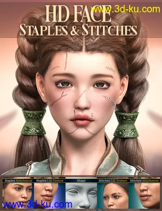 3D打印模型HD Face Staples and Stitches for Genesis 8 Females的图片