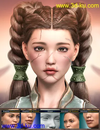 3D打印模型HD Face Staples and Stitches for Genesis 8 Females的图片