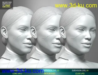 3D打印模型HD Face Staples and Stitches for Genesis 8 Females的图片