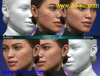 3D打印模型HD Face Staples and Stitches for Genesis 8 Females的图片