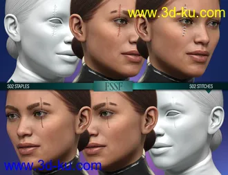 3D打印模型HD Face Staples and Stitches for Genesis 8 Females的图片