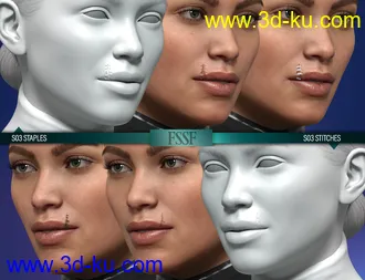 3D打印模型HD Face Staples and Stitches for Genesis 8 Females的图片