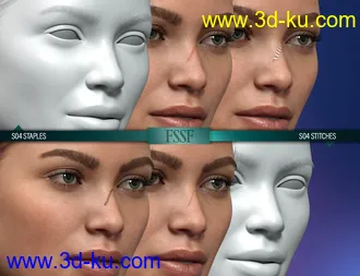 3D打印模型HD Face Staples and Stitches for Genesis 8 Females的图片