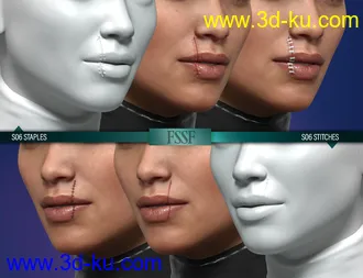 3D打印模型HD Face Staples and Stitches for Genesis 8 Females的图片
