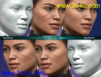 3D打印模型HD Face Staples and Stitches for Genesis 8 Females的图片