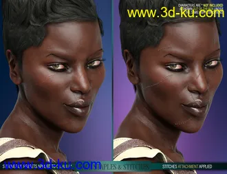 3D打印模型HD Face Staples and Stitches for Genesis 8 Females的图片