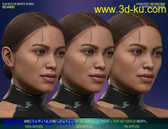 3D打印模型HD Face Staples and Stitches for Genesis 8 Females的图片