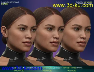 3D打印模型HD Face Staples and Stitches for Genesis 8 Females的图片
