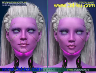 3D打印模型HD Face Staples and Stitches for Genesis 8 Females的图片