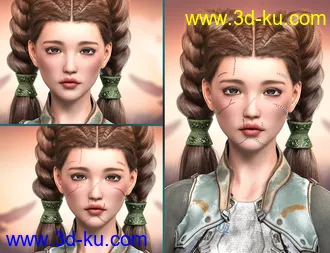 HD Face Staples and Stitches for Genesis 8 Females模型的图片29