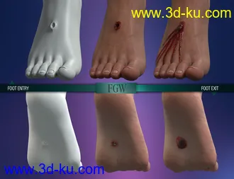 3D打印模型HD Gunshot Wounds for Genesis 8 and 8.1 Females的图片