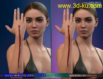 HD Gunshot Wounds for Genesis 8 and 8.1 Females模型的图片25