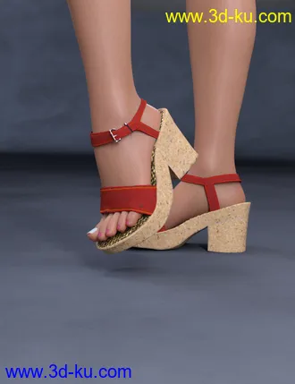 3D打印模型Heeled Cork Sandals for Genesis 8 Female(s)的图片