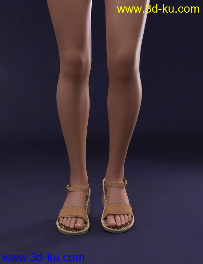 Heeled Cork Sandals for Genesis 8 Female(s)模型的图片2