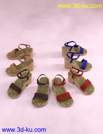 3D打印模型Heeled Cork Sandals for Genesis 8 Female(s)的图片