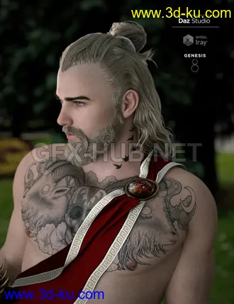 3D打印模型Herodius Hair and Beard for Genesis 8 Males的图片