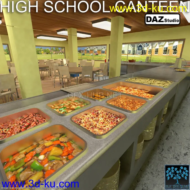 High School Canteen for Daz模型的图片1