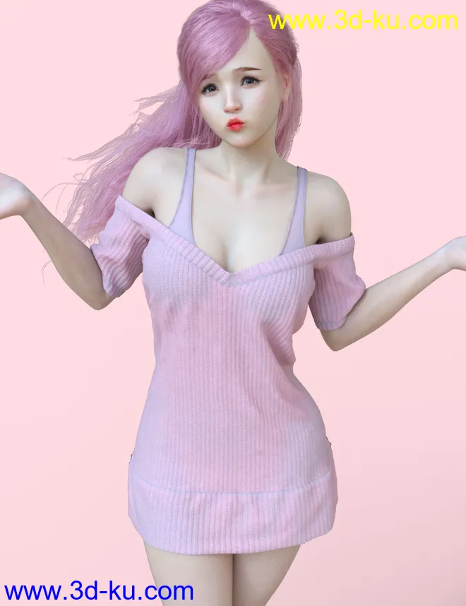 HS dForce Lurys Sweater for Genesis 8.1 Female模型的图片3