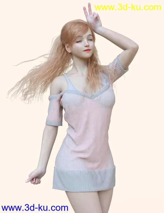 HS dForce Lurys Sweater for Genesis 8.1 Female模型的图片7