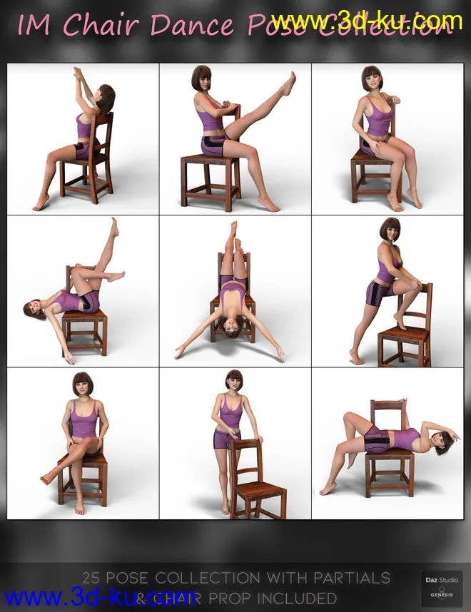 IM Chair Dance Pose Collection for Genesis 8 Females模型的图片6