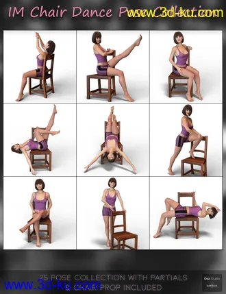 3D打印模型IM Chair Dance Pose Collection for Genesis 8 Females的图片