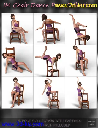 3D打印模型IM Chair Dance Pose Collection for Genesis 8 Females的图片