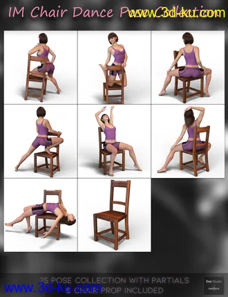 3D打印模型IM Chair Dance Pose Collection for Genesis 8 Females的图片