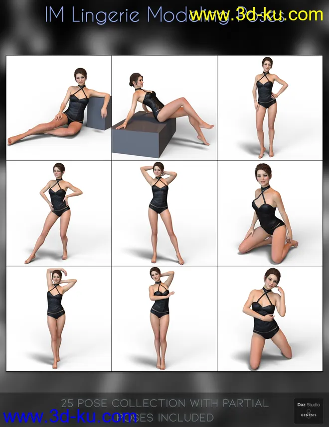 IM Lingerie Modeling Poses for Genesis 8 Female模型的图片7