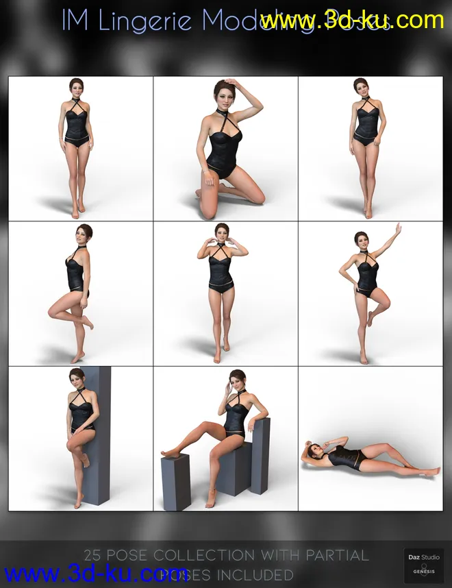IM Lingerie Modeling Poses for Genesis 8 Female模型的图片8