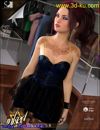 3D打印模型Inked Vol. 27 - Just Henna for Genesis 8 Females的图片