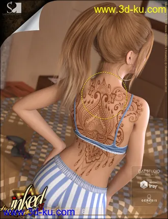 3D打印模型Inked Vol. 27 - Just Henna for Genesis 8 Females的图片