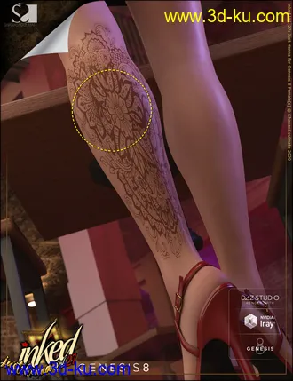 3D打印模型Inked Vol. 27 - Just Henna for Genesis 8 Females的图片