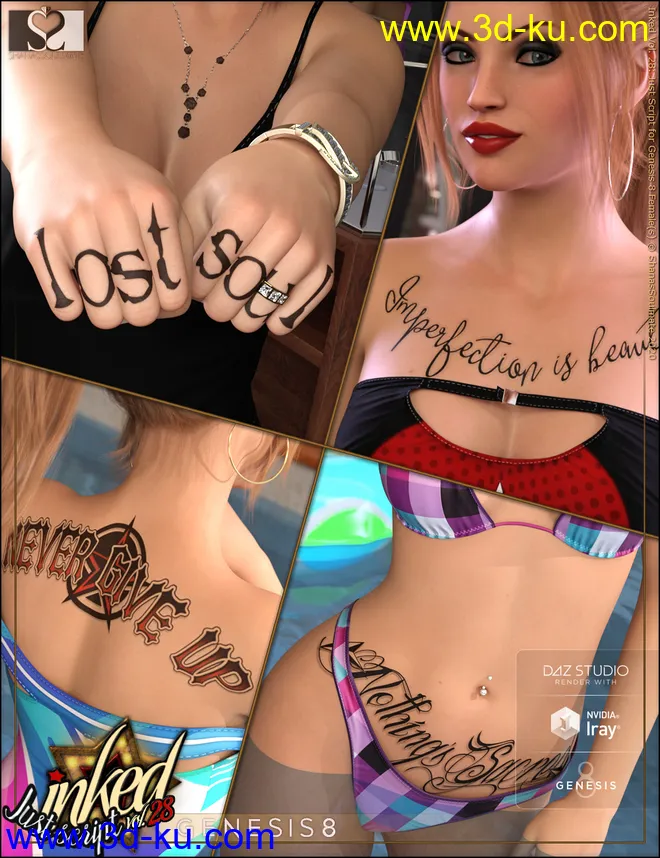 Inked Vol. 28 - Just Script for Genesis 8 Females模型的图片1