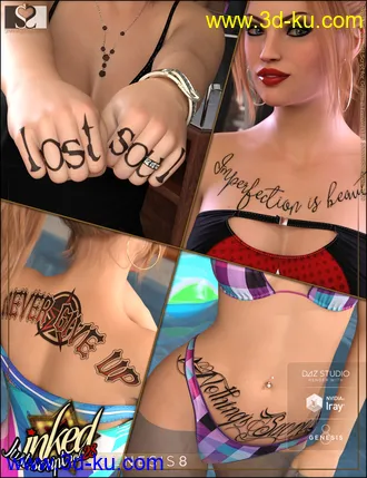 3D打印模型Inked Vol. 28 - Just Script for Genesis 8 Females的图片