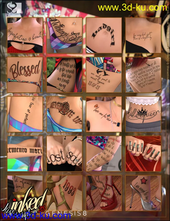 Inked Vol. 28 - Just Script for Genesis 8 Females模型的图片14