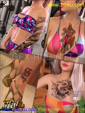 3D打印模型Inked Vol. 30 - Just Snakes for Genesis 8 Female(s)的图片