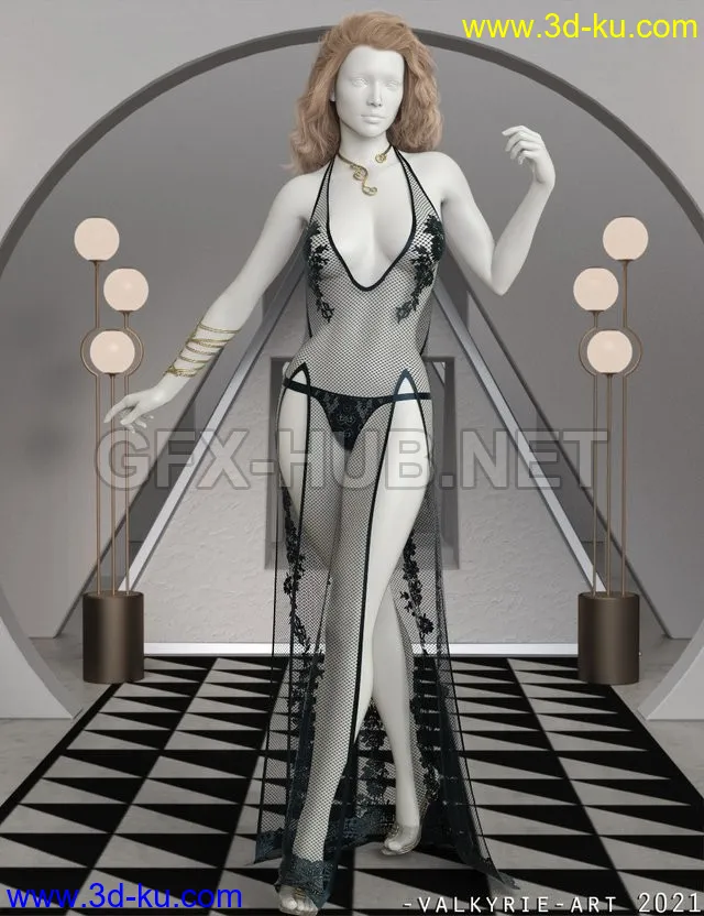 InStyle - Therese Halter Gown for Genesis 8 Female模型的图片1