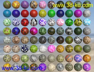 Iray Super Shaders Colorful Camouflage (Merchant Resource)模型的图片2