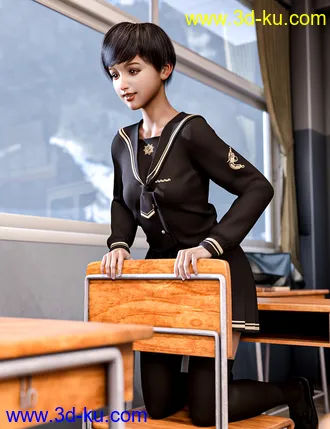 3D打印模型Japanese Neat Classroom Poses and Add on for Genesis 8 Female的图片
