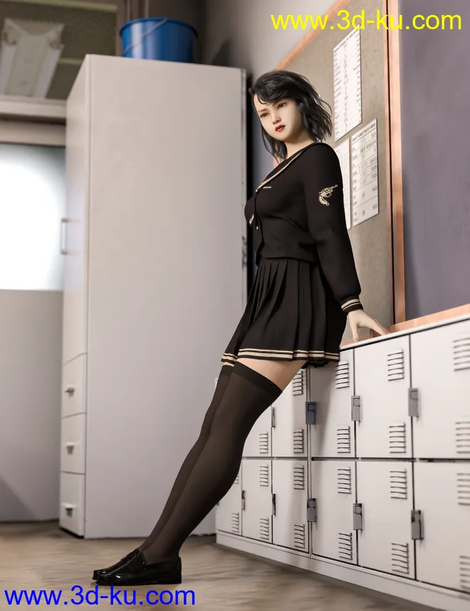 Japanese Neat Classroom Poses and Add on for Genesis 8 Female模型的图片4