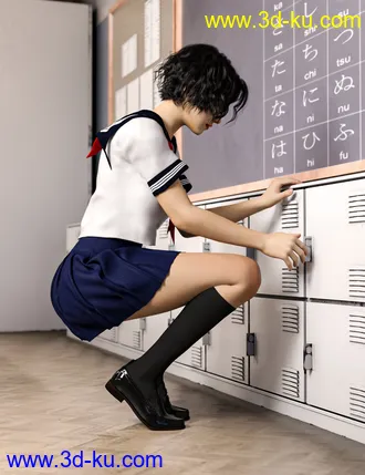 3D打印模型Japanese Neat Classroom Poses and Add on for Genesis 8 Female的图片