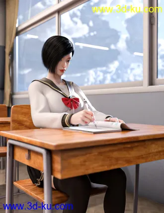 3D打印模型Japanese Neat Classroom Poses and Add on for Genesis 8 Female的图片
