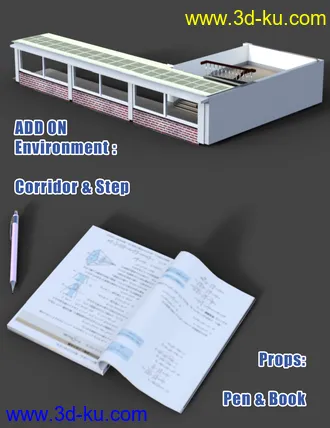 3D打印模型Japanese Neat Classroom Poses and Add on for Genesis 8 Female的图片